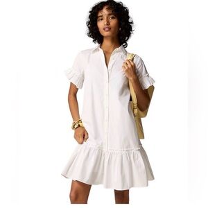 J. Crew Amelia Shirt Dress Cotton Poplin in White Size Large NWT